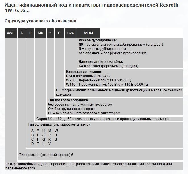 Гидрораспределитель Rexroth  4WE 6 E62/EG24N9K4