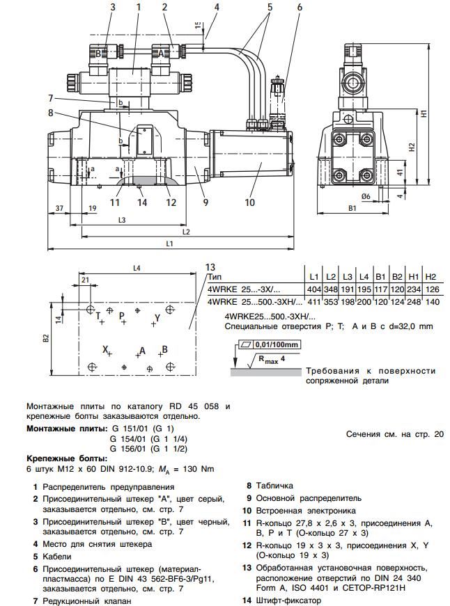 Пропорциональный распределитель Rexroth 4WRKE25 W6-350L-33/6EG24ETK31/A1D3M