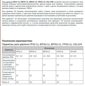 Реле давления ПГ 62-11